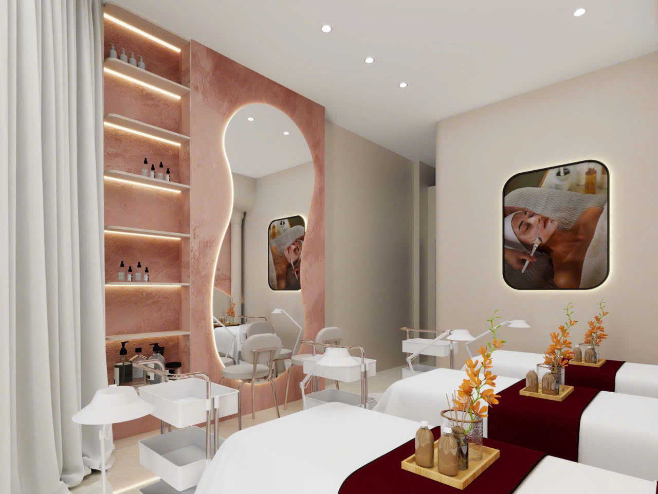 Vật liệu và chi tiết cao cấp, sang trọng tại công trình Spa Carine