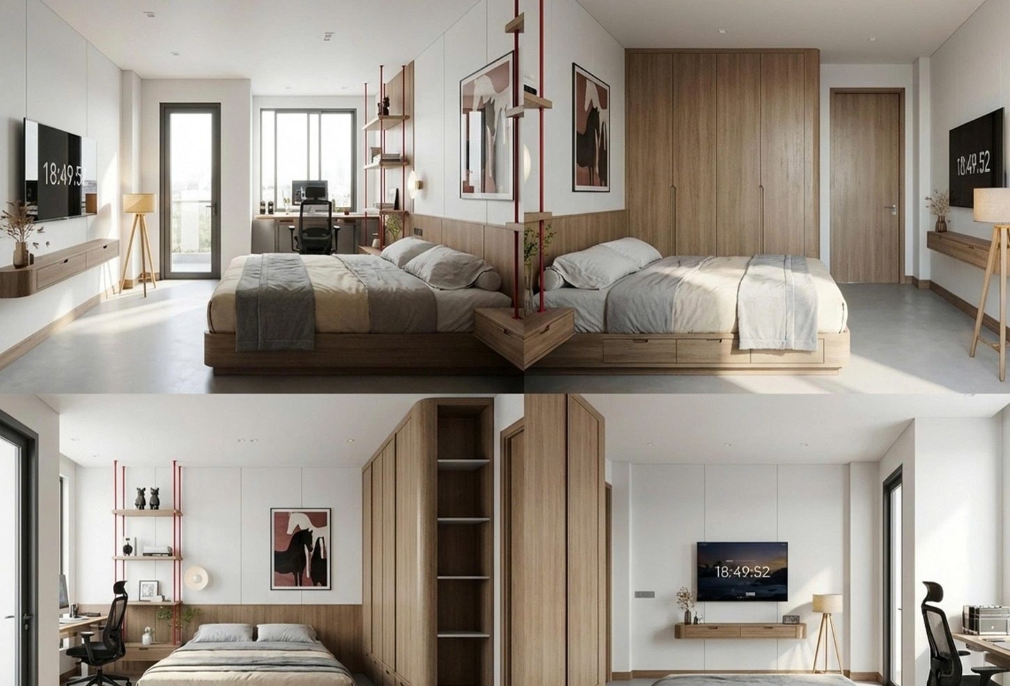 Thiết kế nội thất nhà phố BS Tài - Mẫu phòng ngủ hiện đại tối giản