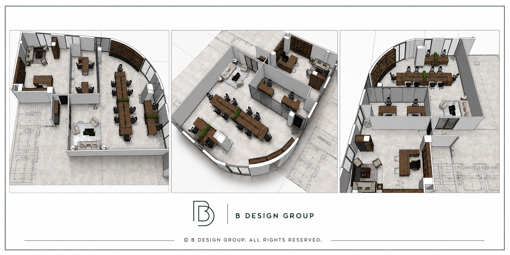 Ảnh 3D: Bản vẽ 3D thiết kế thi công nội thất văn phòng Luxhome Technology