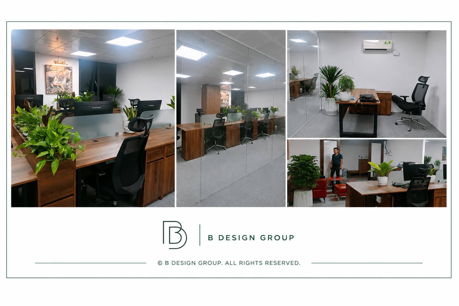 Hình ảnh hoàn thiện thực tế không gian làm việc hiện đại tại văn phòng Luxhome Technology do Bdesign Group thi công.